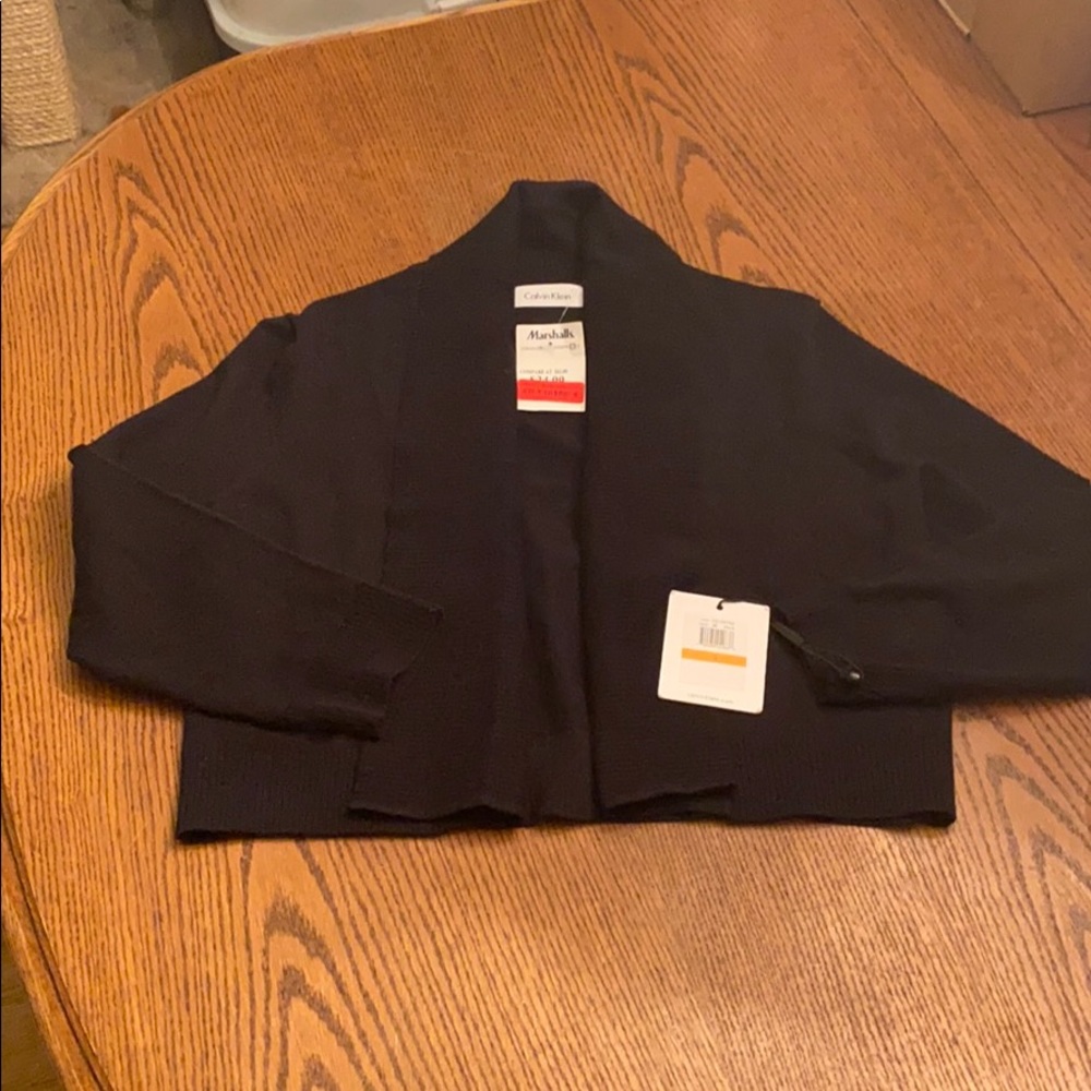 NWT!Calvin Klein 3/4 sleeve cardigan in black sz S